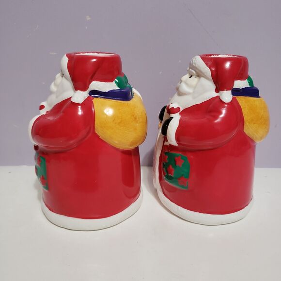 Cookk's Bazaar Vintage Set of Santa Candle Holders  Christmas In Box - Picture 7 of 12
